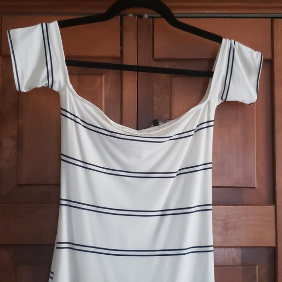 Striped Off the Shoulder Mini Dress - Picture 2 of 4